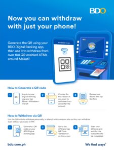 BDO offers QR Code withdrawals from select BDO ATMs -HIRES