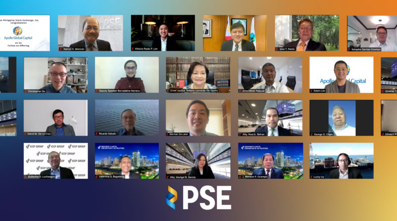 Photo shows from left, by row: PSE President and CEO Ramon S. Monzon, APL President Vittorio Paulo P. Lim; Securities and Exchange Commission Chairman Emilio B. Aquino, PSE Chairman Jose T. Pardo and APL Chairman Salvador Santos-Ocampo; APL Director Lloyd Reagan C. Taboso, APL Director and CFO Christopher C. Go, APL Director and Deputy Speaker Bernadette Herrera-Dy; PSE Director Chief Justice Teresita Leonardo-De Castro (ret.), APL Director John Oliver L. Pascual, APL Director and Treasurer Edwin T. Lim and PSE Treasurer Omelita J. Tiangco; PSE Corporate Secretary Atty. Aissa V. Encarnacion, APL Director David M. De La Cruz, APL COO Ricardo L. Saludo, APL Director Norman L. de Leon; PSE COO Atty. Roel A. Refran, APL Independent Directors George O. Chua Cham and Edward William Sy Tan; Investment & Capital Corporation of the Philippines (ICCP) Chairman Guillermo D. Luchangco, ICCP President Valentino S. Bagatsing, PSE Issuer Regulation Division Head Atty. Marigel B. Garcia, ICCP Managing Director J. Mariano P. Ocampo and APL Compliance Officer Lucky T. Uy.